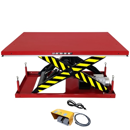Pake Handling Tools Electric Hydraulic Scissor Lift Table With Foot Pedal, 5,000 lb. Capacity, 72'' x 48'' PAKHWBG237248F